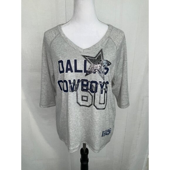NFL Team Apparel Dallas Cowboys Women's V-Neck Sweater Gray M NWOT - Picture 1 of 5